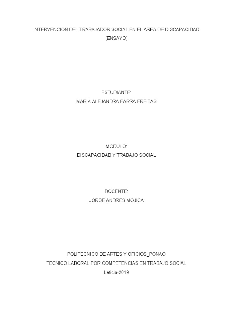 Trabajo Social y Discapacidad | PDF | Invalidez | Trabajo Social
