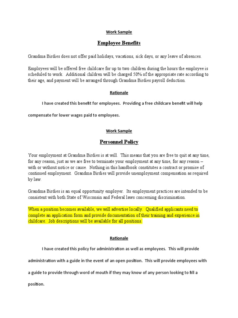 Employee Benefits and Policies Overview | PDF | Wellness