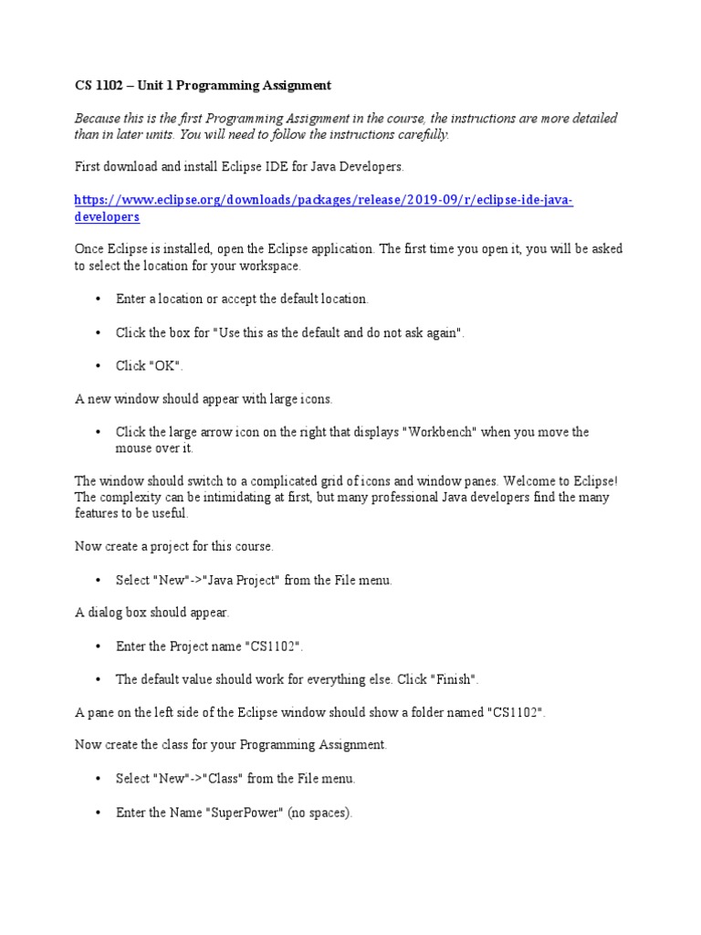 CS 1102 Java Assignment: SuperPower Class | PDF | Icon (Computing ...