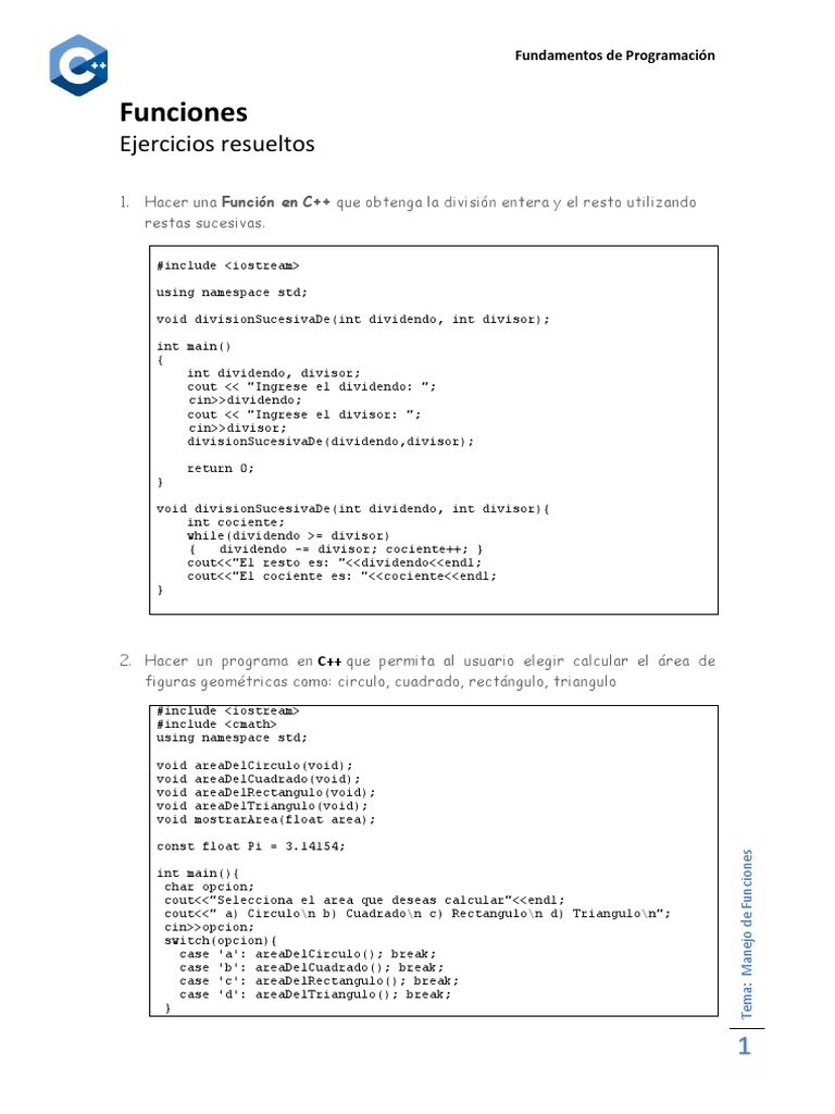 Ejemplos de Funciones en C++ | PDF | Recursividad | C