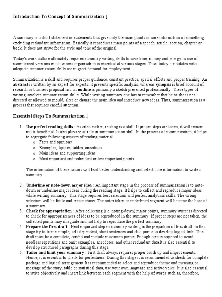 Mastering Summarization Skills | PDF | Ninja | Train