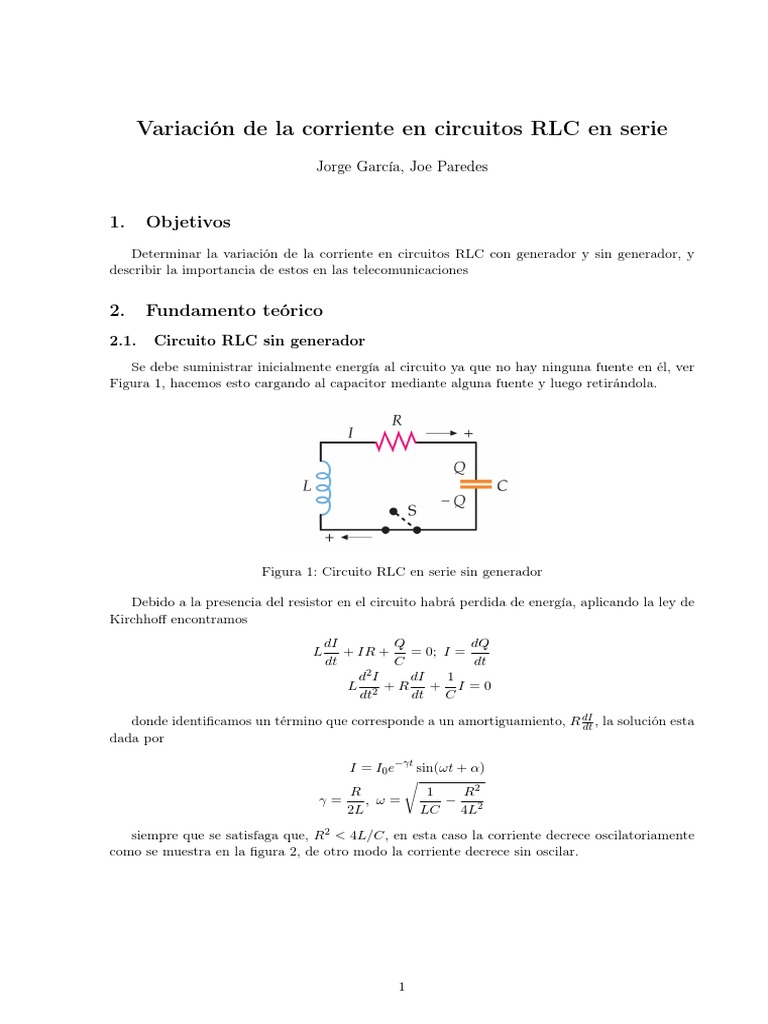 Variación de Corriente en Circuitos RLC | PDF | Mecánica | Cantidades ...