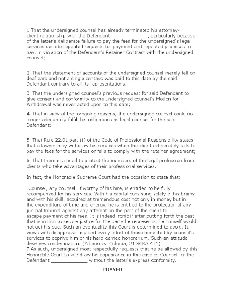 Withdrawal of Counsel PDF Lawyer Public Law