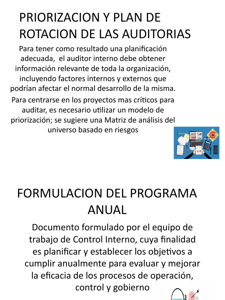 PRIORIZACION Y PLAN DE ROTACION DE LAS AUDITORIAS Marcela | PDF ...