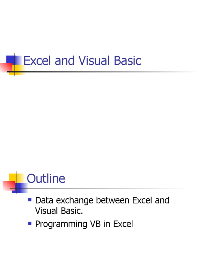 Excel And Visual Basic Programming