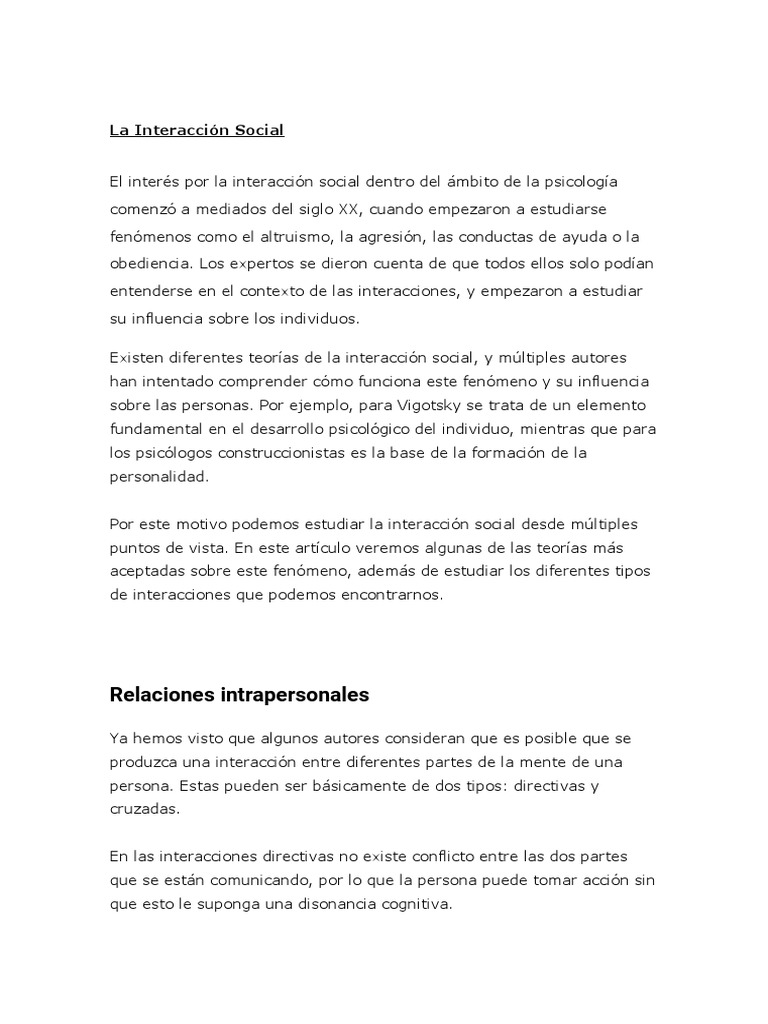 La Interacción Social | PDF | Las emociones | Sicología