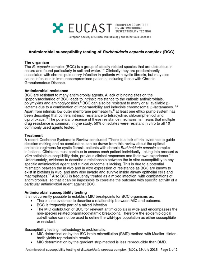 Antimicrobial Testing of Burkholderia cepacia | PDF | Antimicrobial ...