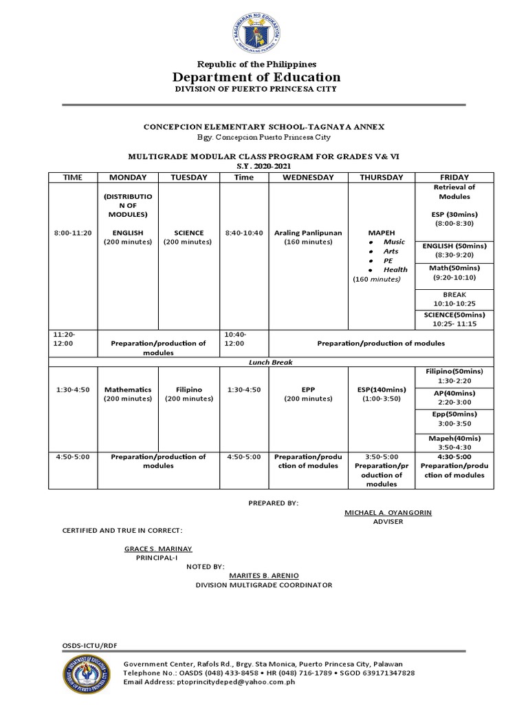 Modular Class Program M. Oyangorin PDF