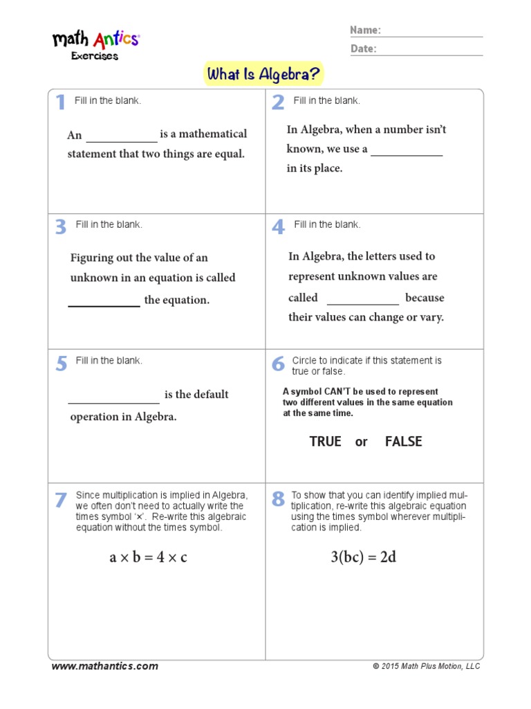 05 mathantics algebra worksheets pdf algebra arithmetic