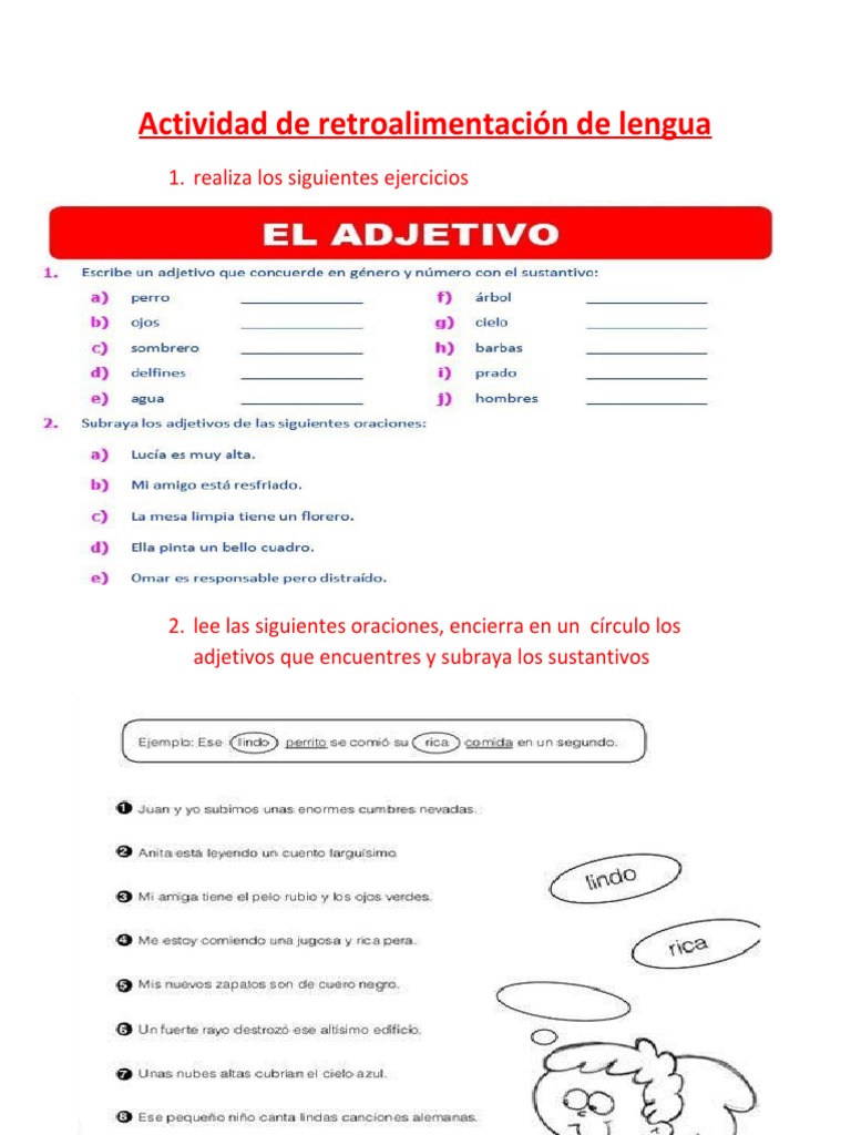 Ejercicios de Lengua para 5to Grado | PDF | Artes del Lenguaje y ...