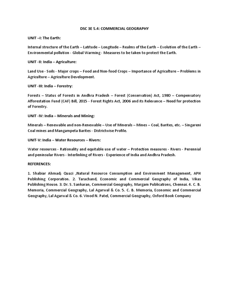 Commercial Geography Syllabus PDF