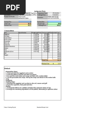 Standard Recipe Card Template