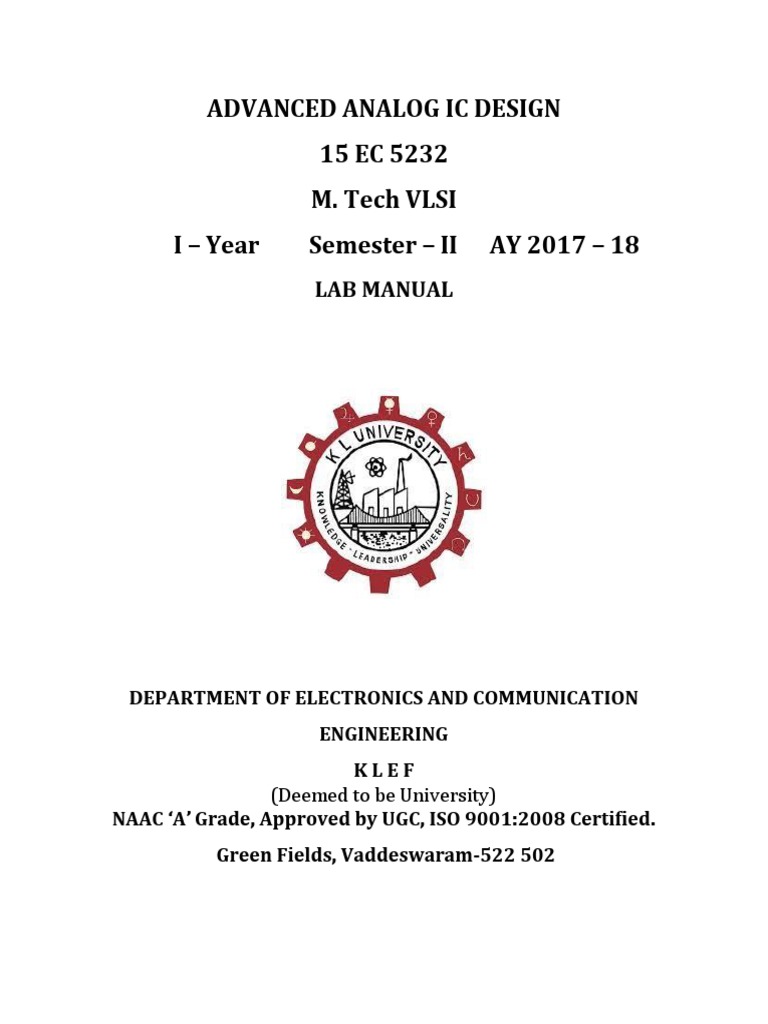 ADVANCED ANALOG IC DESIGN Lab Manual PDF Field Effect Transistor