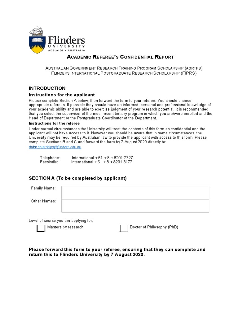 Academic Referee Report Form | PDF | Postgraduate Education | Doctor Of ...