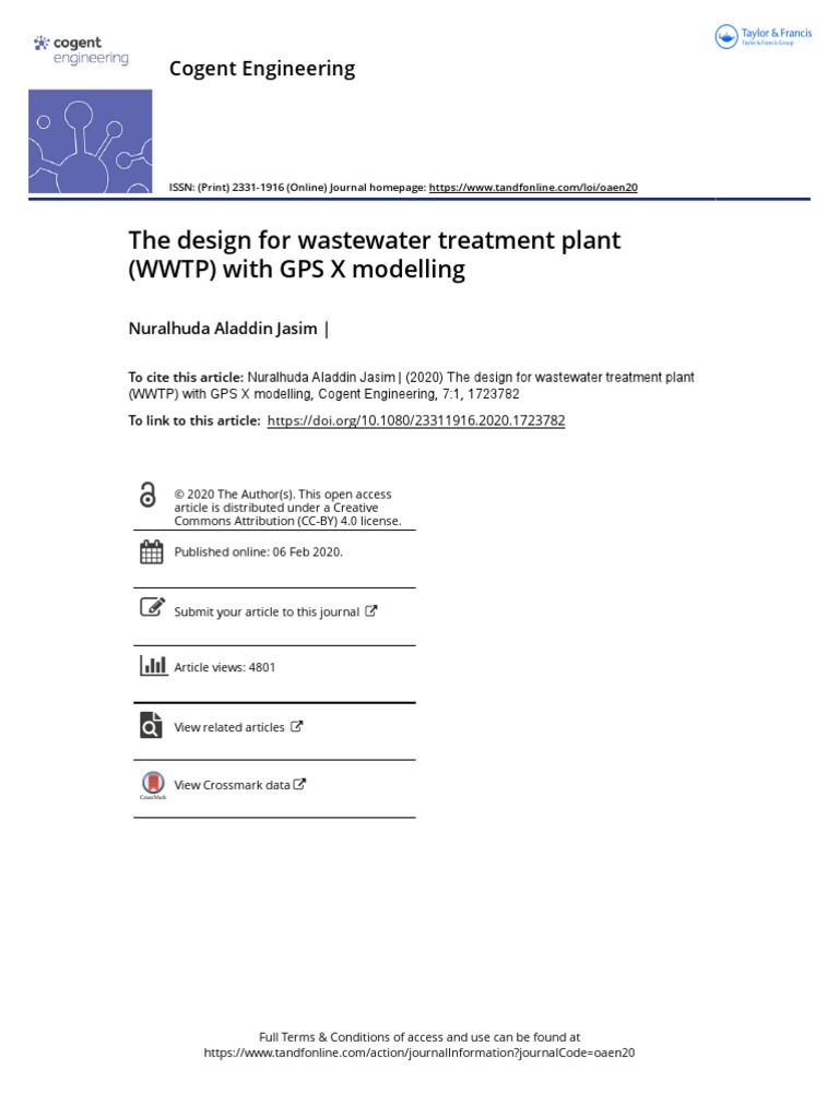 The Design For Wastewater Treatment Plant WWTP With GPS X Modelling PDF