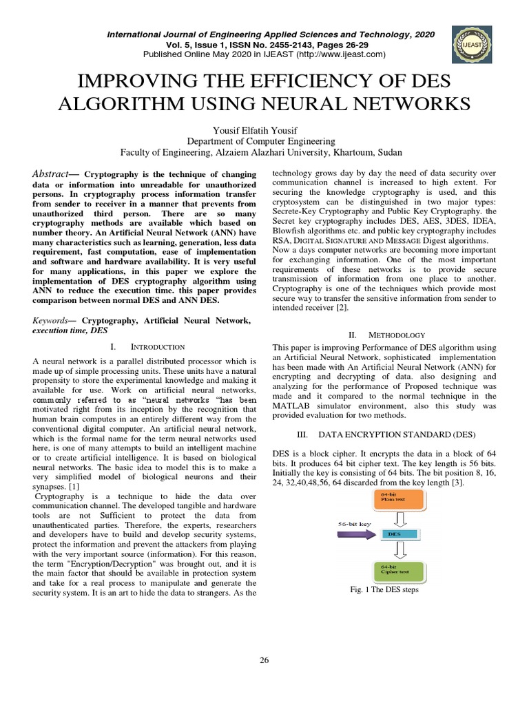 Enhancing DES with Neural Networks | PDF | Cryptography | Artificial ...