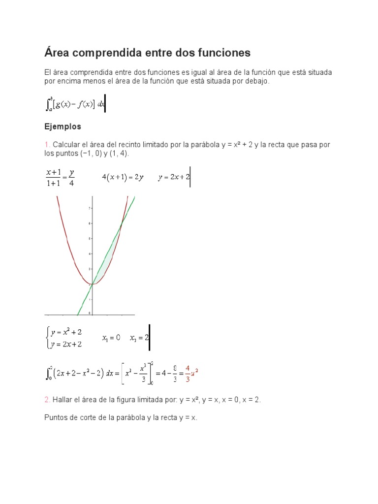 Área Comprendida Entre Dos Funciones | PDF
