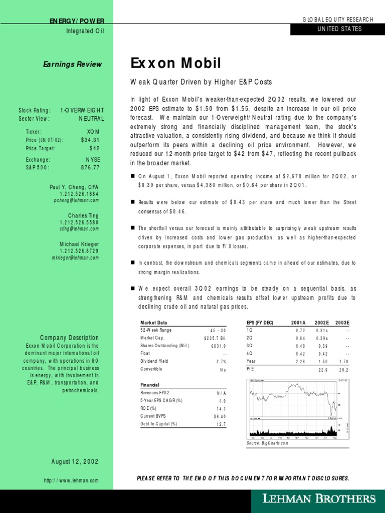 Exxon Mobil: Weak Quarter Driven by Higher E&P Costs | PDF | Book Value ...
