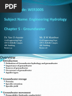 Subject Code: WER300S Subject Name: Engineering Hydrology Chapter 5 - Groundwater