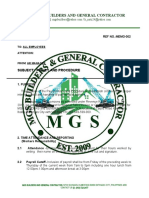 Mgs Builders and General Contractor: Subject: Policy and Procedure