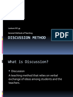 Discussion Method: Lecture NO 39 General Methods of Teaching