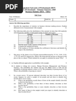 Bangladesh University of Professionals (BUP) MBA (Professional) - Summer Semester, 2020 Business Statistics (BUS - 7203) )