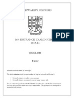 ST Edward'S Oxford: 16+ Entrance Examination 2013-14