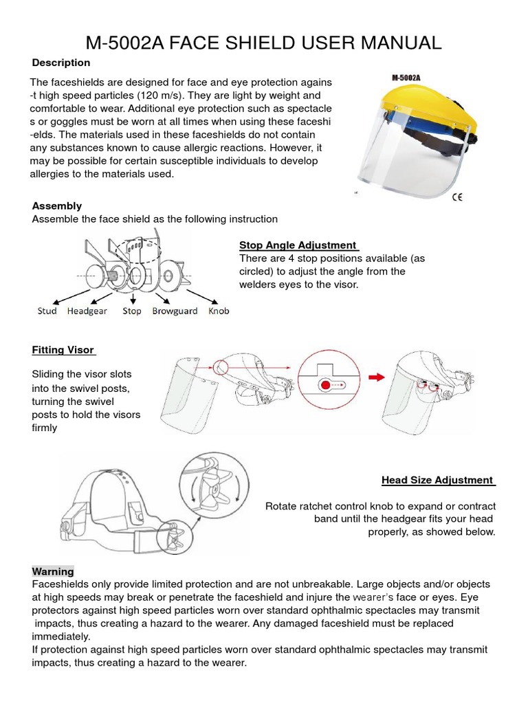 M-5002A Face Shield User Manual: Description | PDF | Equipment | Nature
