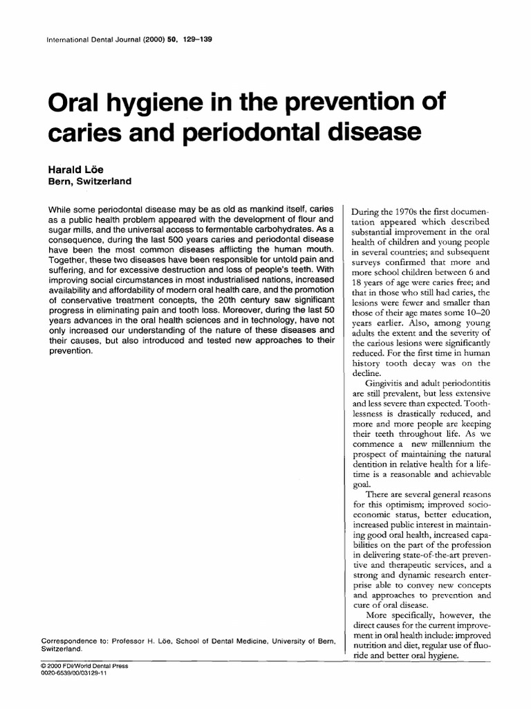 Oral Hygiene's Role in Preventing Caries | PDF | Oral Hygiene | Toothbrush