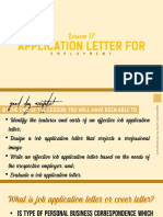 Lesson 17 Application Letter For Employment