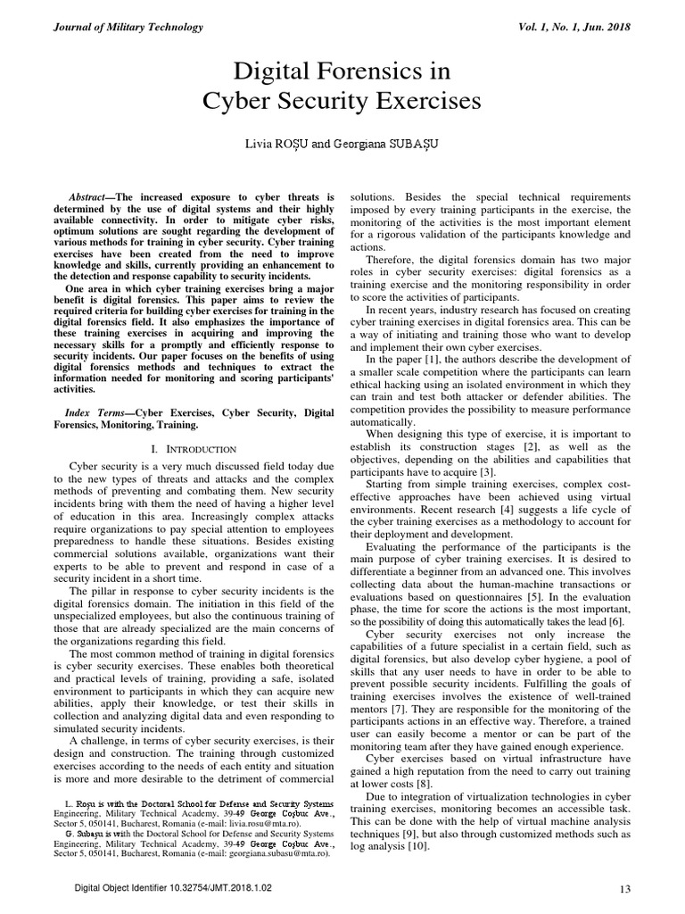 Digital Forensics in Cyber Security Exercises-Min | PDF | Computer ...