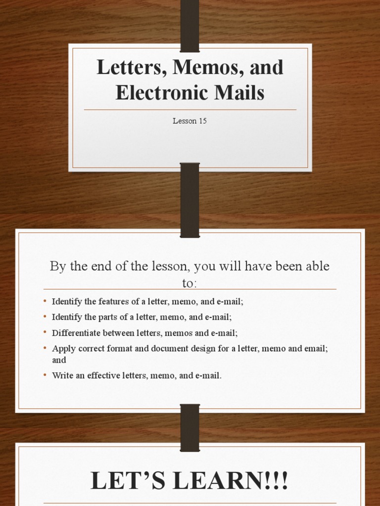 LESSON 15 Letters-Memos-and-Electronic-Mails | PDF | Memorandum | Mail