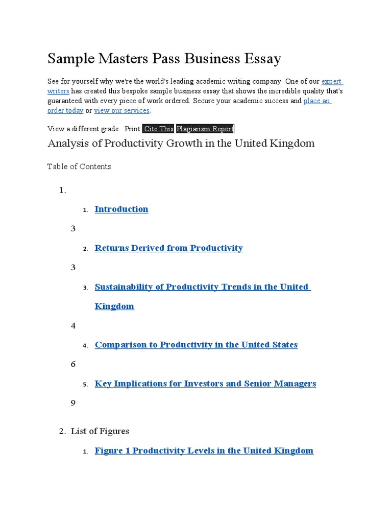 Sample Masters Pass Business Essay PDF Financial Crisis Of 200708