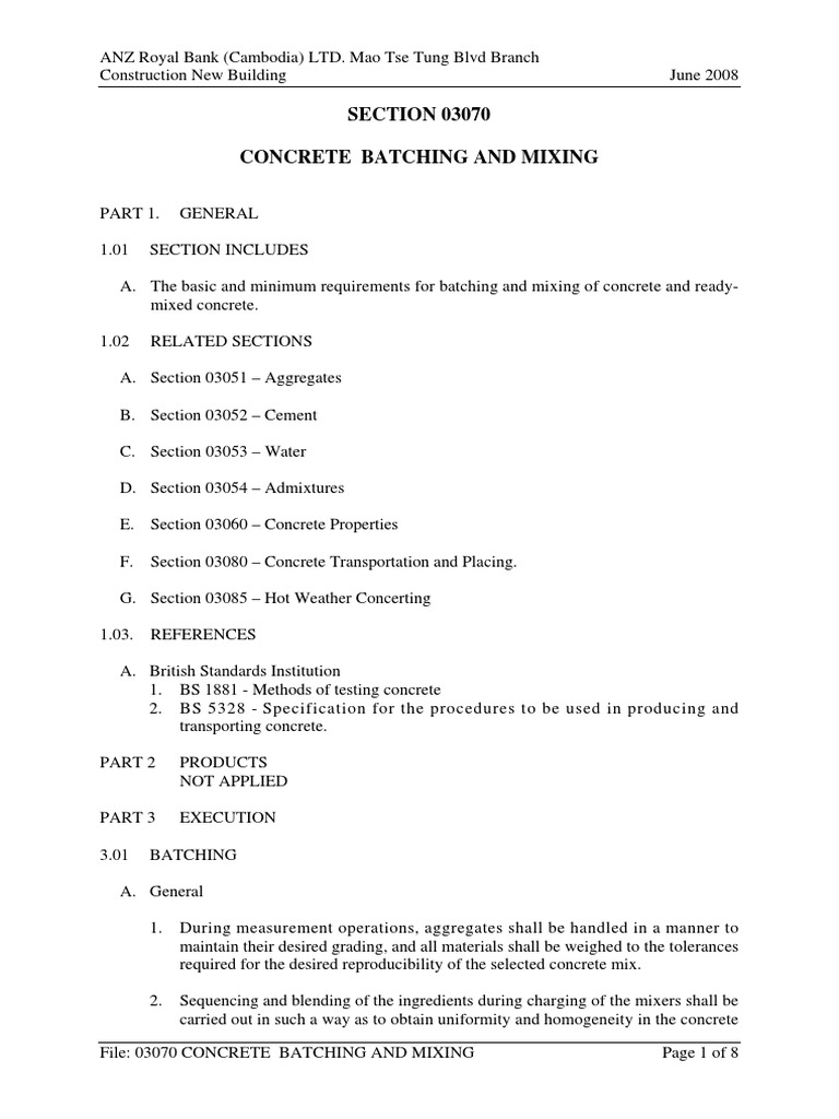 Concrete Batching and Mixing Guidelines | PDF | Concrete | Building ...