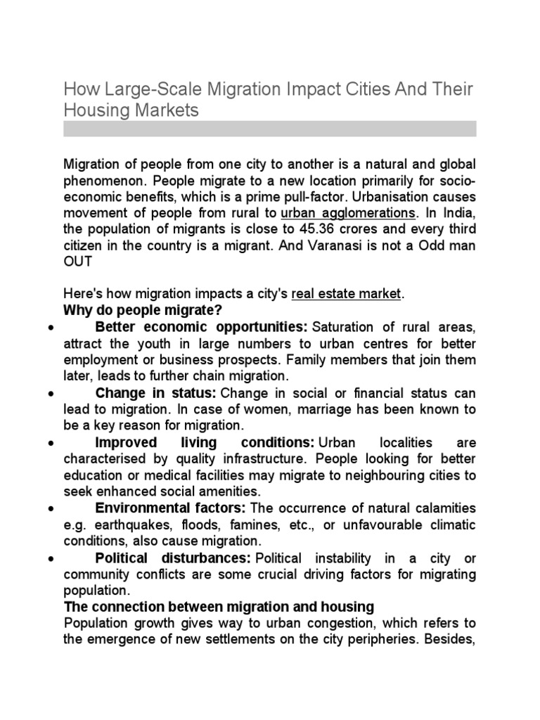 Migration's Effects on Urban Housing Markets | PDF | Human Migration ...