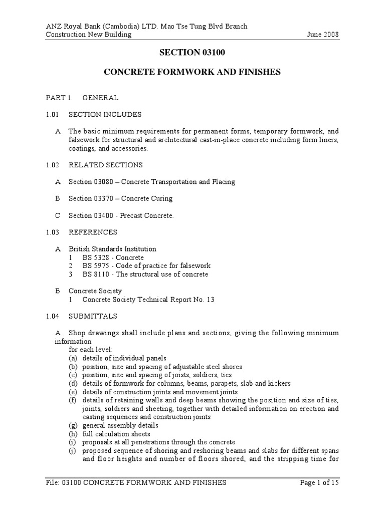 Concrete Formwork and Finishes Guide | PDF | Concrete | Pipe (Fluid ...