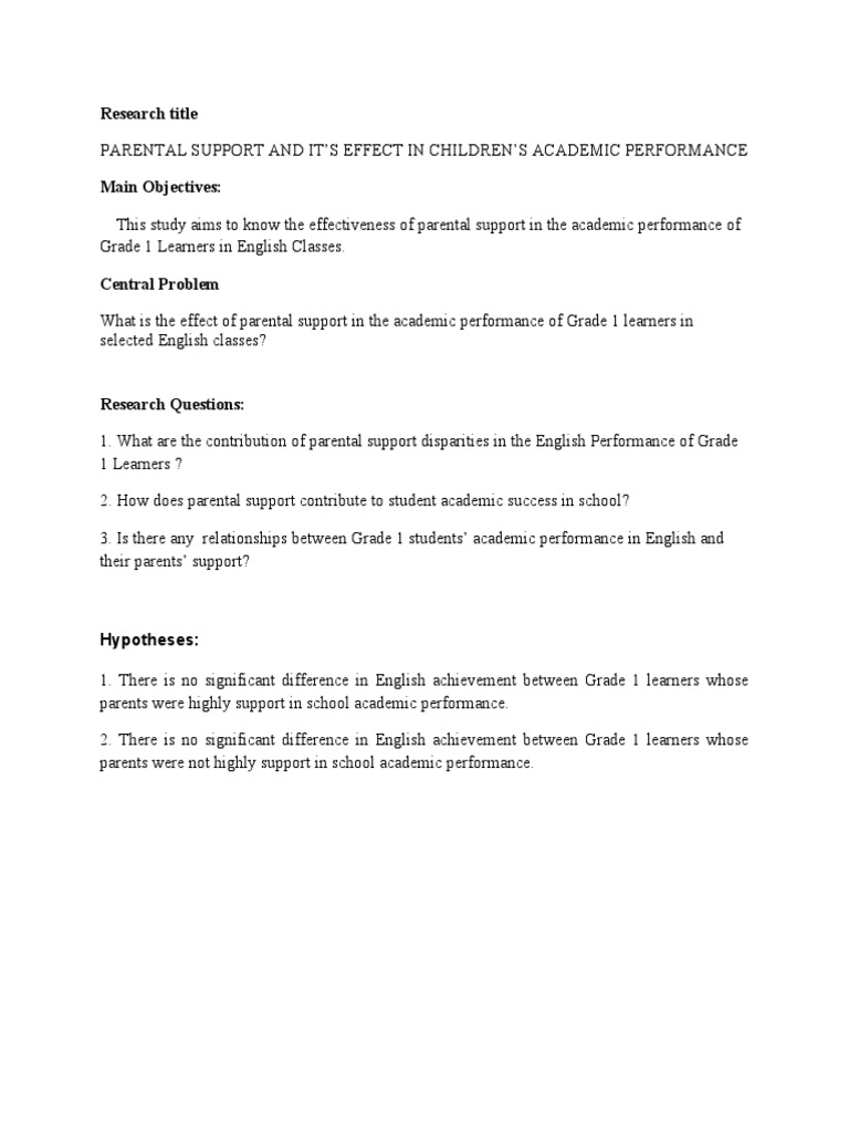 Impact of Parental Support on Grade 1 English Performance | PDF