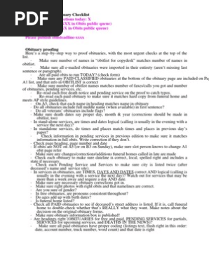 Palladium-Item Obituary Checklist