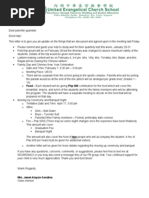 Letter for parents-meeting
