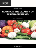 SITXINV002. Maintain The Quality of Perishable Items