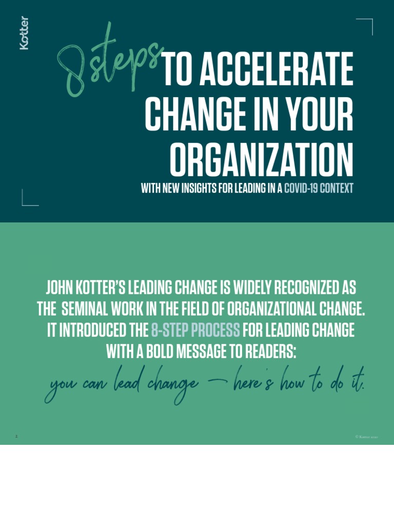 2020 8 Steps To Acceperate Change Ebook Kotter | PDF | Strategic Planning |  Leadership