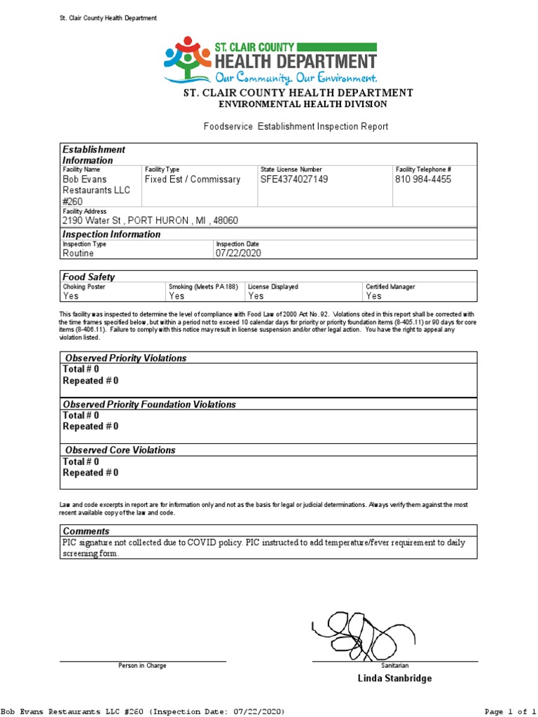 Bob Evans Restaurants LLC 260 PrintInspection PDF Government