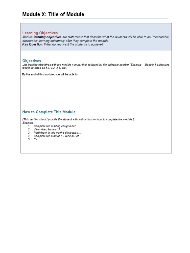Module X Learning Objectives Overview | PDF | Teaching | Learning