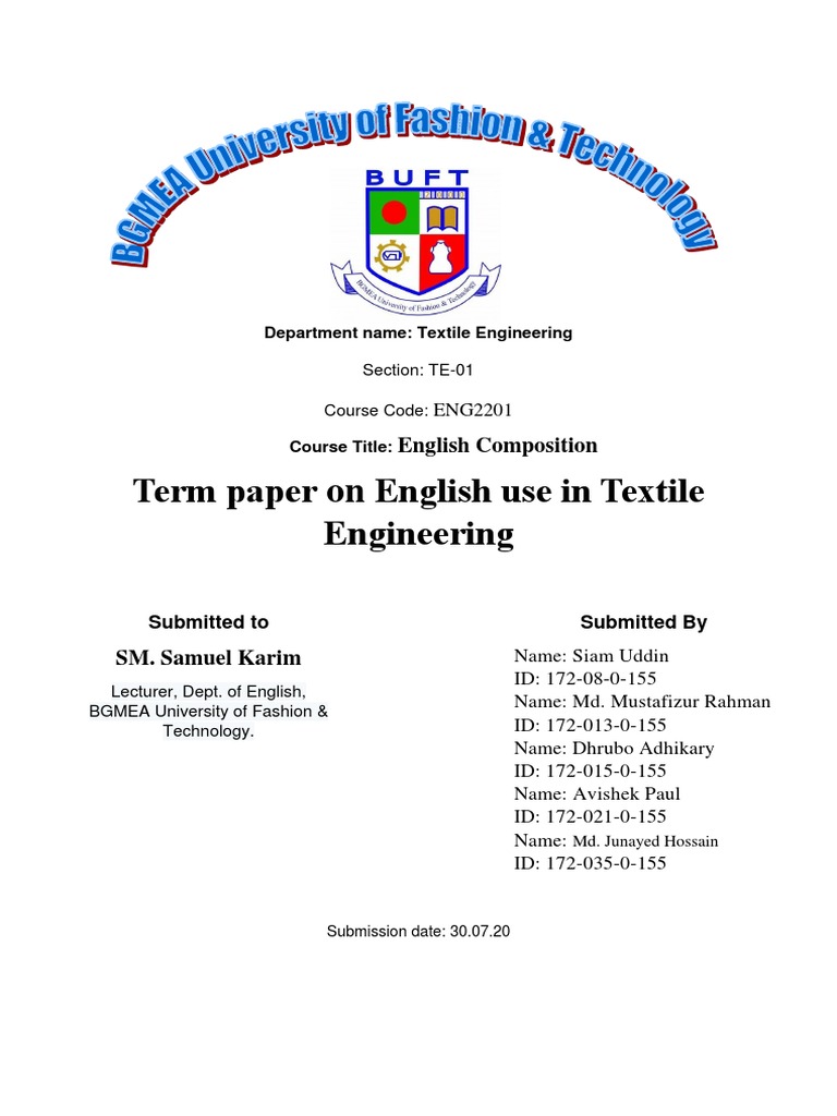 ENGLISH Use in Textile Engineering | PDF | Loom | Spinning (Textiles)
