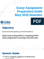Essay Assignment Preparation Guide May 2020 Semester