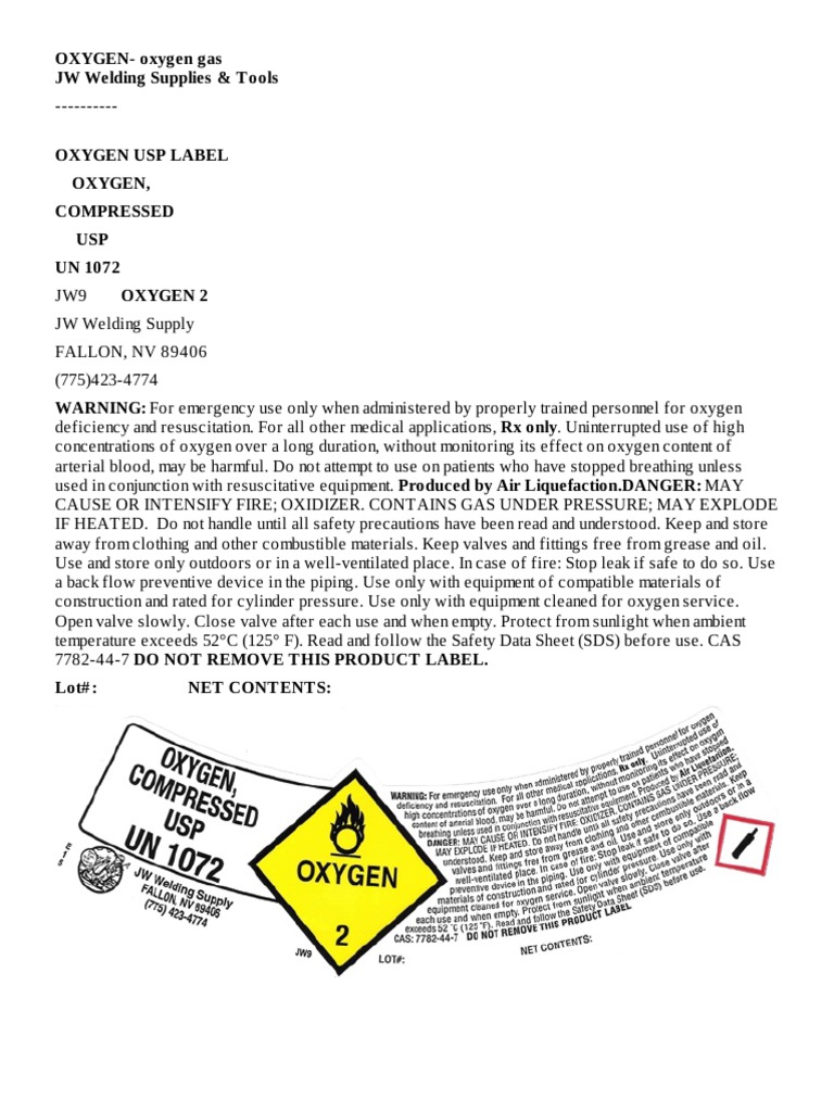 OXYGENoxygen Gas JW Welding Supplies & Tools PDF Oxygen Valve