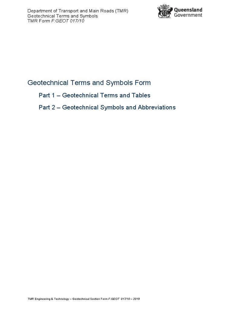 Geotechnical Terms and Symbols Guide | PDF | Silt | Sand