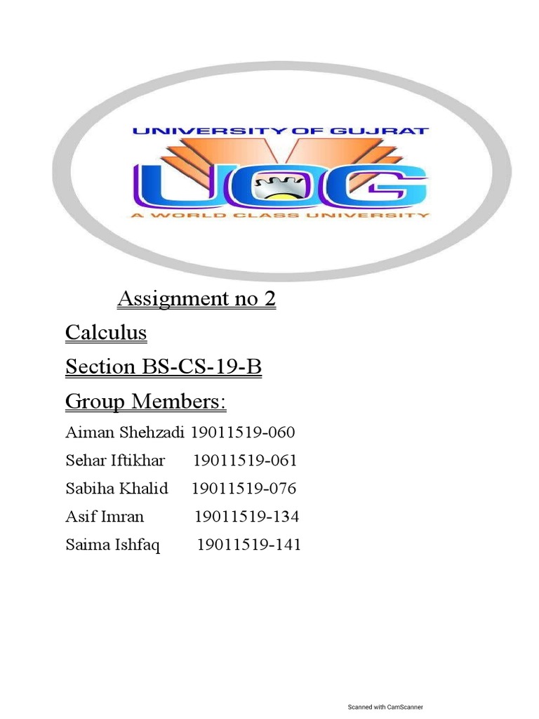 Calculus Assignment 2 BS-CS-19-B | PDF
