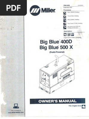 Manual Maq Soldar Miller Big Blue 400d Big Blue 500 X Owner S Manual