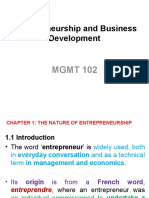 Entrepreneurship & Business Dev't